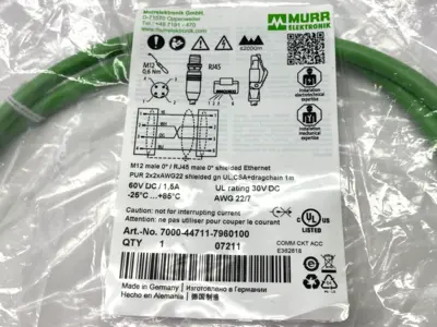 New | in-Stock Murrelektronik Double End Connector Cable M12 RJ45 4-Pole 1m Cable & Wire Michigan US | Maverick Industrial Sales #1463114