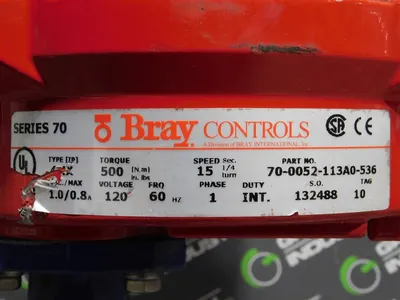 Bray Controls & DelTech 4" Actuated Butterfly Valve 70-0052-113A0-536 Used