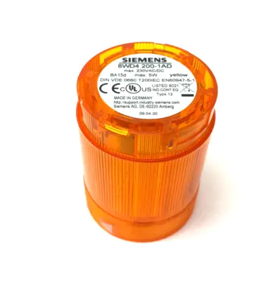 USED SIEMENS 50MM STEADY-LIGHT ELEMENT YELLOW 12-230V AC/DC