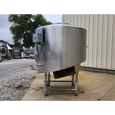 Used Stainless Steel Sanitary Insulated Slant bottom Liquid Tank  - 500 Gallon