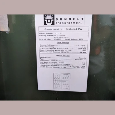 Sunbelt 15.5 kV Transformer