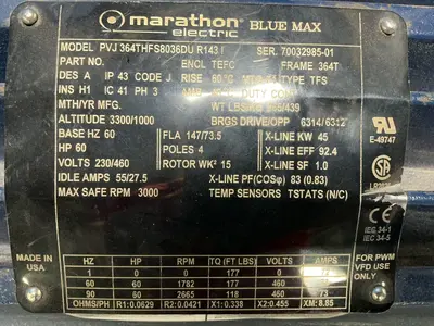 Used MARATHON ELECTRIC PVJ364THFS8036DUR1431 Motors (misc) Ohio US | HGR 24 #1404439