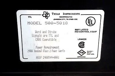 USED SIEMENS TEXAS INSTRUMENTS 500-5018 INPUT MODULE 5005018