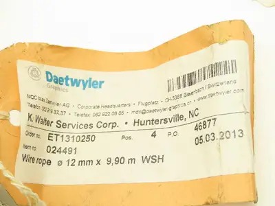 Daetwyler 024491 Wire Rope 12mm X 9.9m Roll