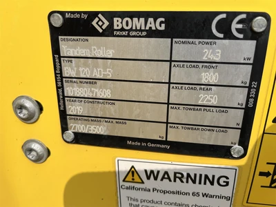 Used 2019 BOMAG BW120AD-5 Tandem Rollers New York US | Abele Tractor #1343131