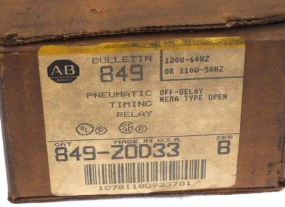NEW ALLEN BRADLEY 849-ZOD33 PNEUMATIC RELAY SER. B, 849ZOD33