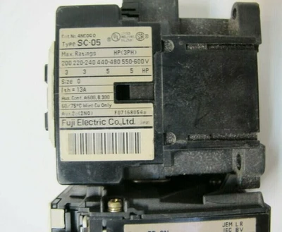 Fuji Electric SC-05 Contactor 10HP W/ TR-0N Overload Relay Cover 600V AC Max