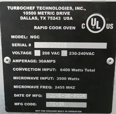 USED TURBOCHEF NGC