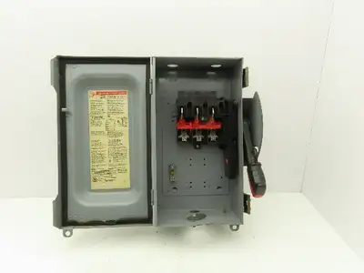 Square D HU362 Safety Disconnect Switch 60A 600VAC 3Pole Non Fused Ser F1