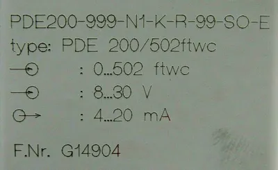 USED HBM PDE200-999-N1-K-R-99-SO-E PRESSURE SENSOR PDE200/502FTWC G14904