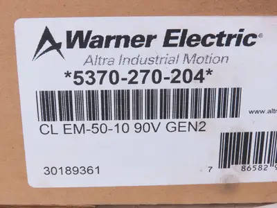 Warner CL-EM-50-10 90V GEN2 Motor Clutch Brake 90VDC 3600 RPM 16Lb-Ft 48Y-56C
