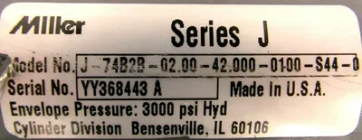 NEW MILLER J-74B2B-02.00-42.000-0100-S44-0 CYLINDER J74B2B020042000100S440