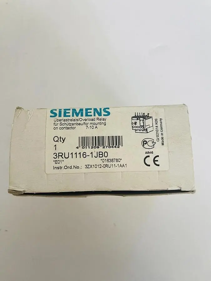 SIEMENS SIRIUS OVERLOAD RELAY 3RU1116-1JB0 7-10A 600VAC #K-1189