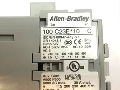 USED ALLEN‑BRADLEY 3-POLE 23A CONTACTOR 24VDC COIL 1NO IEC