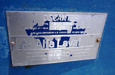 Alfa-Laval NX 4550 decanter centrifuge, 316SS.