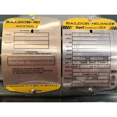 Used 3HP Baldor Severe Duty TEFC 213T Electric Motor, 460 Volt