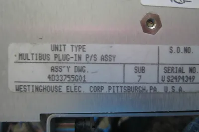WESTINGHOUSE 4033755G01 POWER SUPPLY