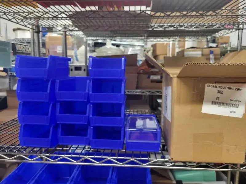Set of 12 Blue Plastic Storage Bins with Lids