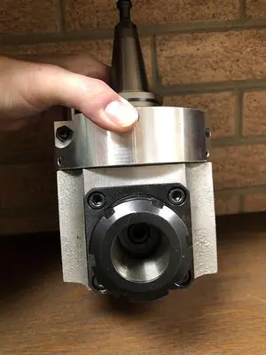 NEW HSD ISO-30, 90-DEGREE DOUBLE-SPINDLE AGGREGATE WITH 5" DIAMETER SAW BLADE