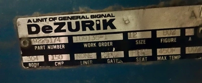 Dezurik 12" Through Port Knife Gate Valve Figure 802