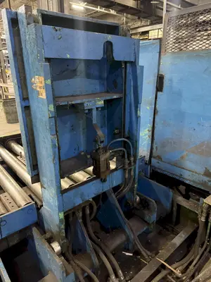 20,000 LBS X 54" X 36" BRANER HYDRAULIC COIL CAR UPENDER WITH POWER FEED CONVEYOR: YOBRO #25238