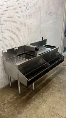 Used Glastender Used 64" Glastender Undercounter Stainless Cocktail Station with Ice Bin and Drain Board - RL Underbar Equipment Illinois US | Falcon Restaurant Supply #1373552