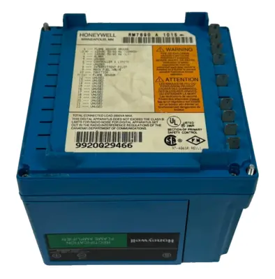 USED HONEYWELL RM7890-A-1015 BURNER CONTROL W/ R7847-A-1025 RECTIFICATION AMP