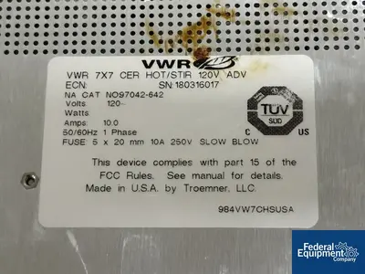 USED VWR VWR 7" x 7" Ceramic Top Digital Hot Plate / Stirrer