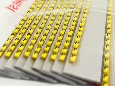 117 | Grafoplast  Wire Markers P Black on Yellow 10 Strips 9TFX16 - New