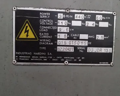20" X 40" NARDINI MODEL #SZ2040T ENGINE LATHE 3-1/8" HOLE: YOBRO #24608