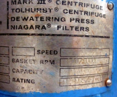 (5) Tolhurst 30 x 18 perforate basket centrifuges, rubber-lined.