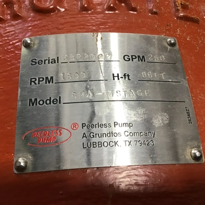 Peerless Pump 8MA 3 Stage Vertical Turbine Pump 250GPM 1800RPM