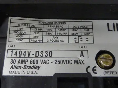 USED ALLEN BRADLEY 1494V-DS30 SER A