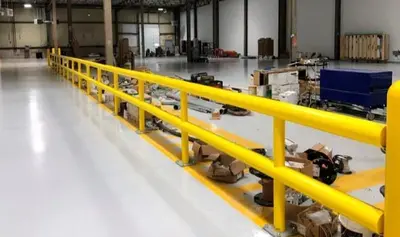 (42) 10' LONG x 26" HIGH IDEAL SHIELD TWO LINE PLASTIC COATED HEAVY DUTY GAURDRAIL BARRIER: YOBRO #24873