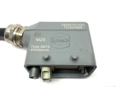 USED HARTING HAN 10B HOOD SE LC M25 CONNECTOR HOOD W/ FRAME & INSERTS