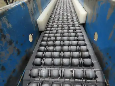 New London Engineering 8"x 5' 6" Plastic Roller Belt Accumulating Conveyor 30FPM