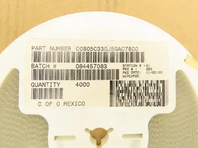 Kemet C0805C330J5GAC7800 Ceramic Capacitors 33 pF ± 5% 50V 4000 Pieces