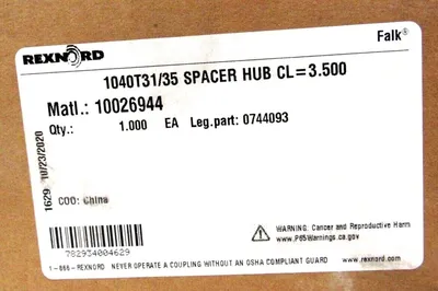 NEW REXNORD 0744093 1040T31/35 SPACER HUB CL=3.500