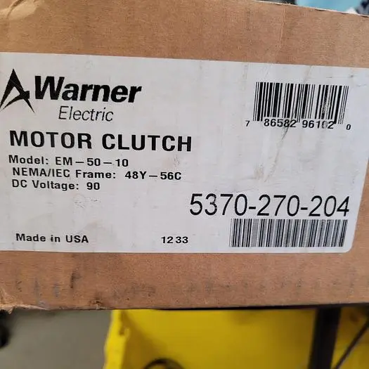 Used WARNER WARNER ELECTRIC MOTOR CLUTCH EM-50-10 / PT # 5370-270-204 Motors (misc) | ND Industrial Surplus #1216856