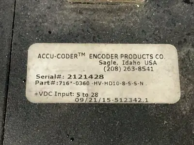 Used 2015 ACCUCODER 716*0360HVHD108SSN Encoders Ohio US | HGR 24 #1324377