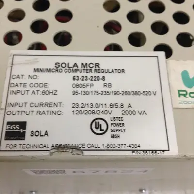 USED SOLA ELECTRIC 63-23-220-81-C8