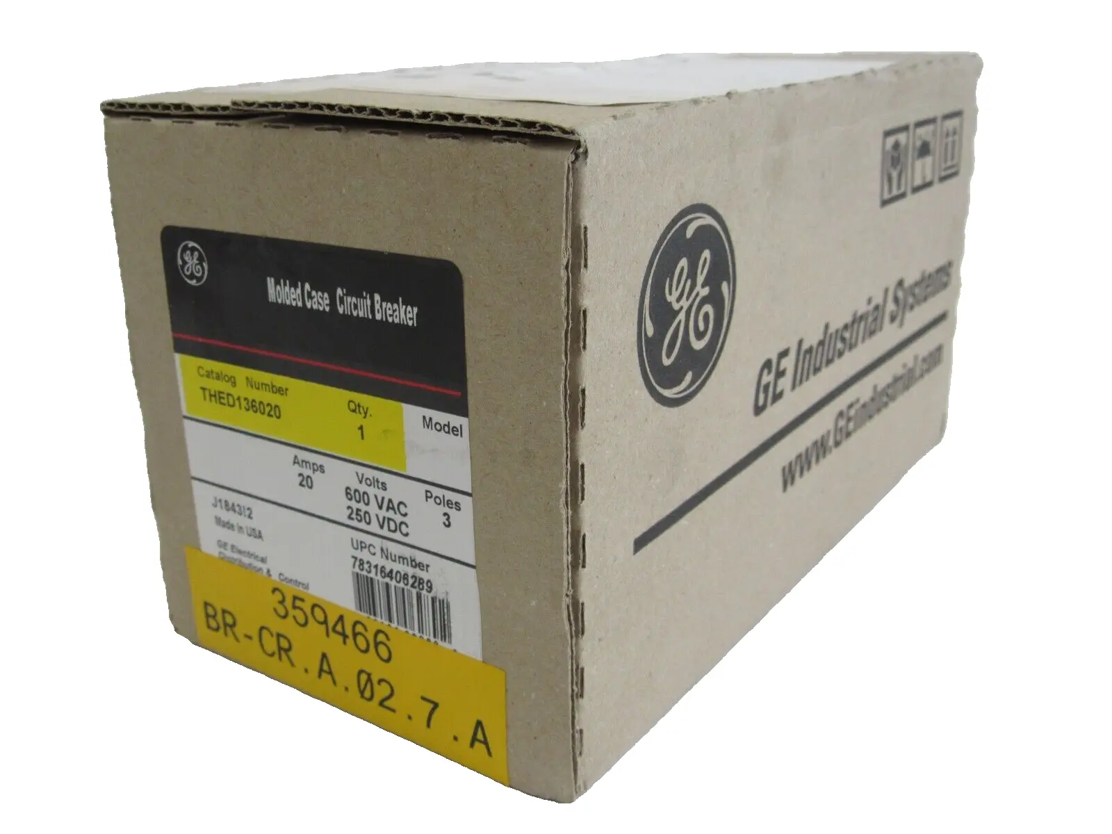 NEW GENERAL ELECTRIC THED136020 CIRCUIT BREAKER 3 POLE 20AMPS