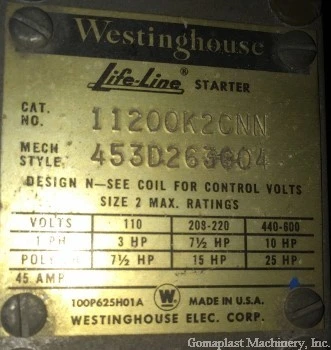 Motor Starters NEMA sizes 2, (4),  Item # 1688