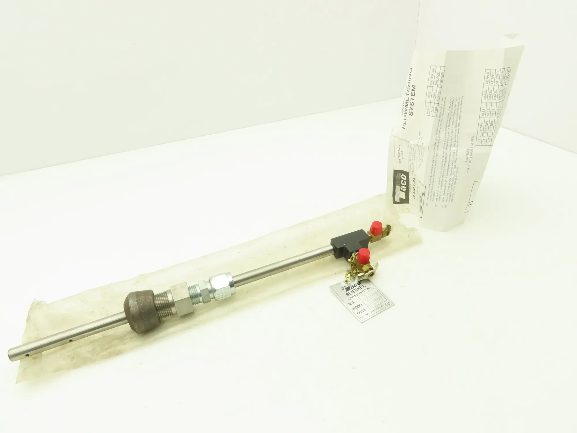 Taco Sentinel 7031-5  8" Tube Flow Meter Station 3/4"x1/2"NPT 16.5"OAL