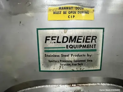 Used Feldmeier 4,200 Gallon Stainless Steel Storage Tank – Vertical, Side Manway