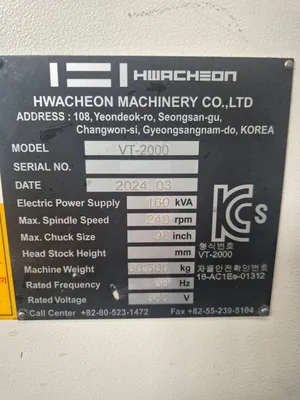 New | in-Stock 2024 HWACHEON VT2000M Vertical Boring Mills (incld VTL) Illinois US | Blackout Equipment, LLC #1251298