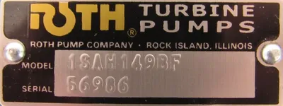 USED ROTH 1SAH149BF TURBINE PUMP 5/8" DIA. SHAFT 1.5"x1.25"