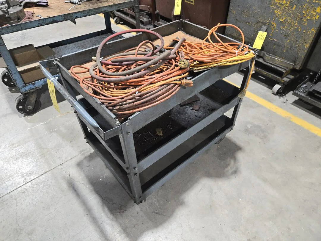 Metal Rolling Cart and Contents; Extension Cables