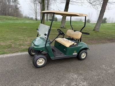 (1) 2014 E-Z-Go golf cart with a Kawasaki gas engine, does not include Club canopy or ball washer, f...
