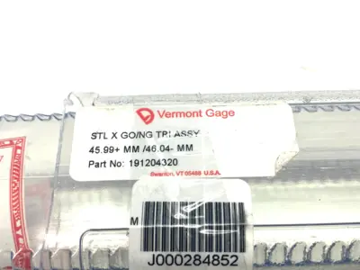 USED VERMONT GAGE TRILOCK GO/NO-GO ASSEMBLY STEEL CLASS X 45.99+MM/46.04-MM